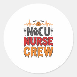 Halloween NICU Krankenschwester Crew Vintage-Typog Runder Aufkleber
