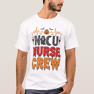 Halloween-NICU-Krankenschwester-Crew Vintage-Typog T-Shirt