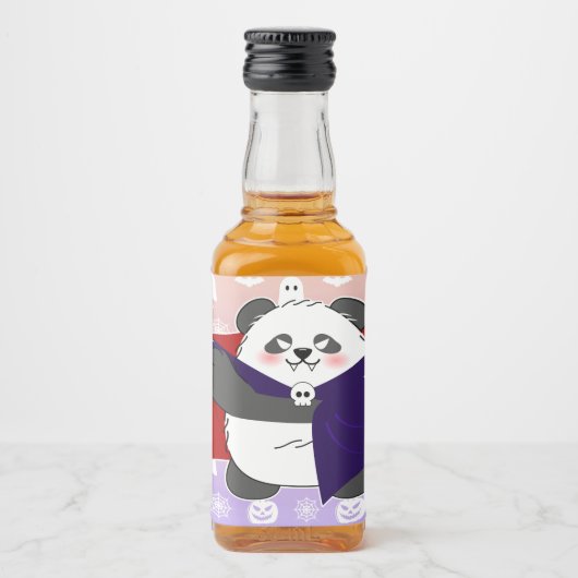 Halloween Niedlich Baby Panda Dracula Vampire Alkoholflaschenetikett (Vorderseite)