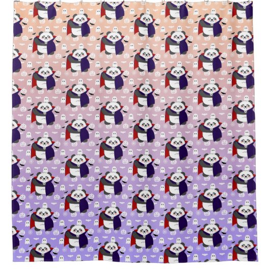 Halloween Niedlich Baby Panda Dracula Vampire Duschvorhang (Vorderseite)