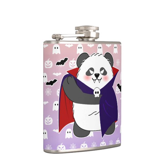 Halloween Niedlich Baby Panda Dracula Vampire Flachmann (Rechts)