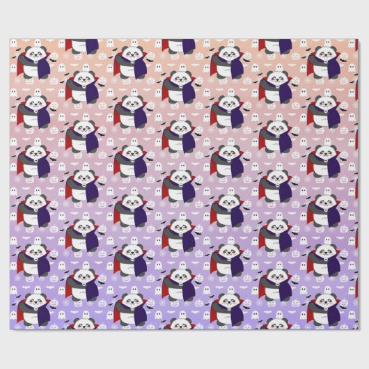 Halloween Niedlich Baby Panda Dracula Vampire Geschenkpapier (Flach)