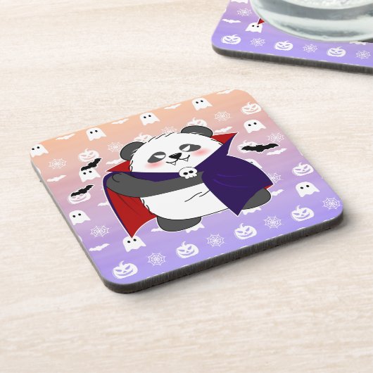 Halloween Niedlich Baby Panda Dracula Vampire Getränkeuntersetzer (Linke Seite)