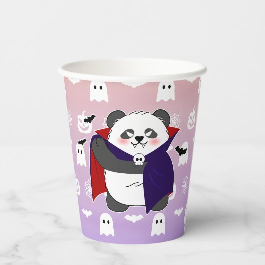 Halloween Niedlich Baby Panda Dracula Vampire Pappbecher (Rückseite)