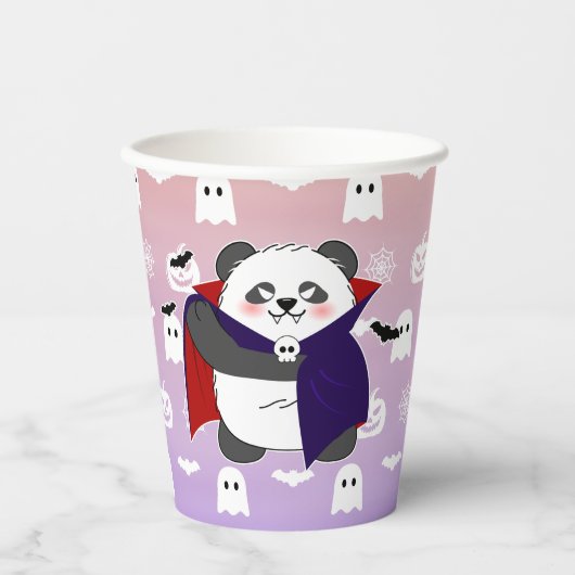 Halloween Niedlich Baby Panda Dracula Vampire Pappbecher (Vorderseite)