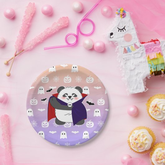 Halloween Niedlich Baby Panda Dracula Vampire Pappteller (Party)