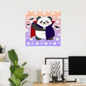 Halloween Niedlich Baby Panda Dracula Vampire Poster (Heimbüro)