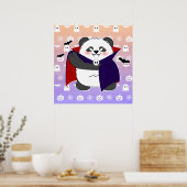 Halloween Niedlich Baby Panda Dracula Vampire Poster (Küche)