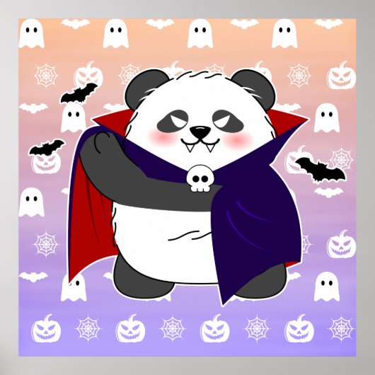 Halloween Niedlich Baby Panda Dracula Vampire Poster (Vorne)