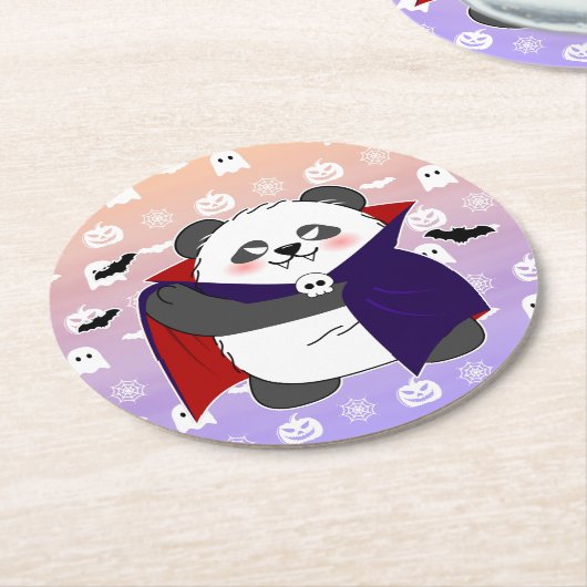 Halloween Niedlich Baby Panda Dracula Vampire Runder Pappuntersetzer (Angewinkelt)