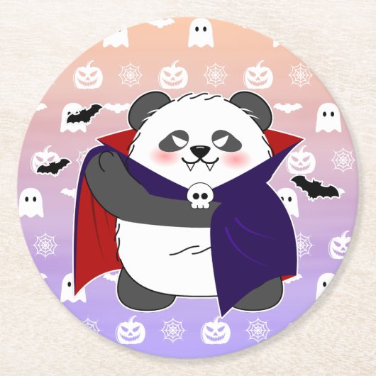 Halloween Niedlich Baby Panda Dracula Vampire Runder Pappuntersetzer (Vorderseite)