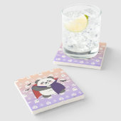 Halloween Niedlich Baby Panda Dracula Vampire Steinuntersetzer (Seitenansicht)