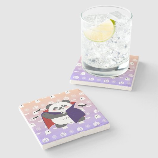 Halloween Niedlich Baby Panda Dracula Vampire Steinuntersetzer (Seitenansicht)