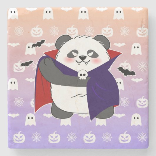 Halloween Niedlich Baby Panda Dracula Vampire Steinuntersetzer (Vorderseite)