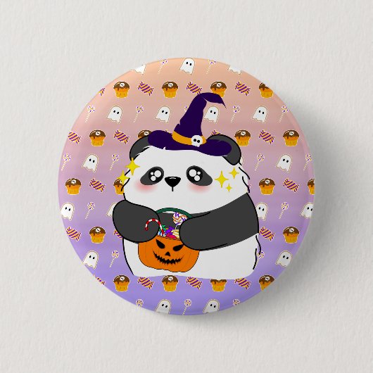 Halloween Niedlich Baby Panda Trick oder Treat Button (Vorderseite)