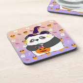 Halloween Niedlich Baby Panda Trick oder Treat Getränkeuntersetzer (Linke Seite)