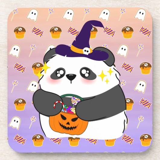 Halloween Niedlich Baby Panda Trick oder Treat Getränkeuntersetzer (Vorderseite)