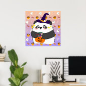Halloween Niedlich Baby Panda Trick oder Treat Poster (Heimbüro)