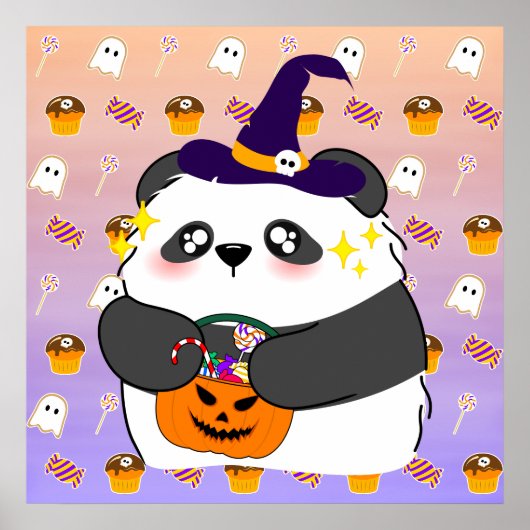 Halloween Niedlich Baby Panda Trick oder Treat Poster (Vorne)