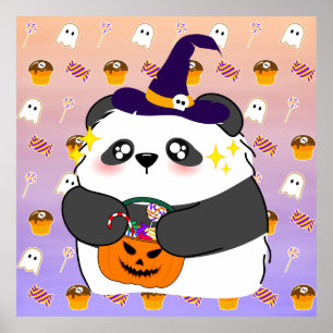 Halloween Niedlich Baby Panda Trick oder Treat Poster