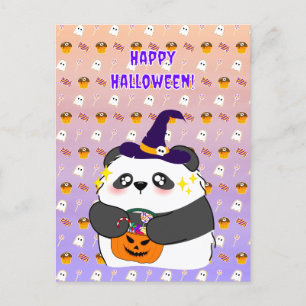 Halloween Niedlich Baby Panda Trick oder Treat Postkarte