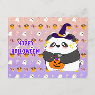 Halloween Niedlich Baby Panda Trick oder Treat Postkarte