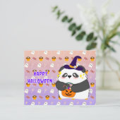 Halloween Niedlich Baby Panda Trick oder Treat Postkarte (Stehend Vorderseite)