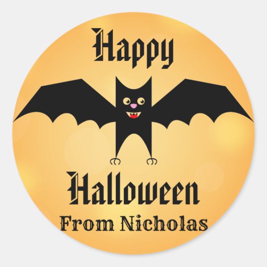 Halloween Niedlich Black Bat Custom Runder Aufkleber (Vorderseite)