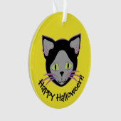 Halloween Niedlich Black Cat Face Ornament (Vorderseite)