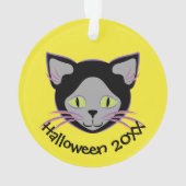Halloween Niedlich Black Cat Face Ornament (Rückseite)