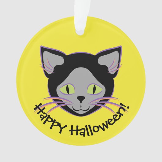 Halloween Niedlich Black Cat Face Ornament (Vorderseite)