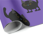 Halloween Niedlich Black Cat Lila Geschenkpapier (Rolleneckpunkt)