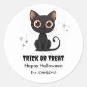 Halloween Niedlich Black Cat - Trick oder Treatdes Runder Aufkleber (Vorderseite)