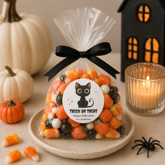 Halloween Niedlich Black Cat - Trick oder Treatdes Runder Aufkleber