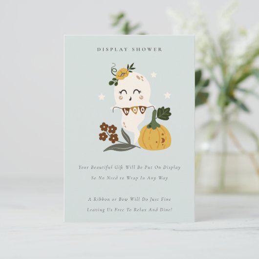 Halloween Niedlich Blue Ghost Boo Display Kinderdu Begleitkarte (Stehend Vorderseite)