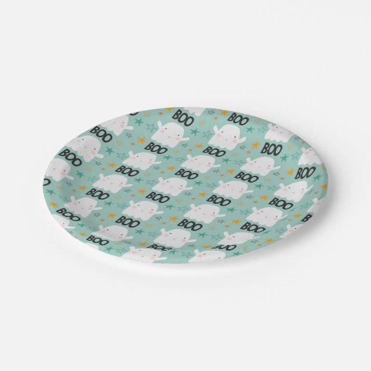 Halloween Niedlich Boo Ghost-Teller Pappteller (Schrägansicht)