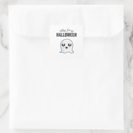 Halloween Niedlich Boo Newborn Baby Girl First Hal Quadratischer Aufkleber (Tasche)