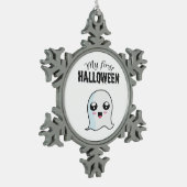 Halloween Niedlich Boo Newborn Baby Girl First Hal Schneeflocken Zinn-Ornament (Links)