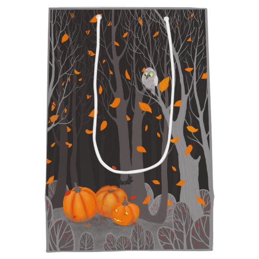 Halloween Niedlich Cat & Jack-o’-Laternenkürbis Mittlere Geschenktüte (Rückseite)