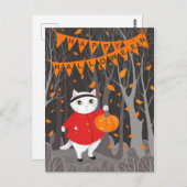 Halloween Niedlich Cat & Jack-o’-Laternenkürbis Postkarte (Vorne/Hinten)
