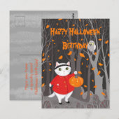 Halloween Niedlich Cat & Jack-o’-Laternenkürbis Postkarte (Vorne/Hinten)