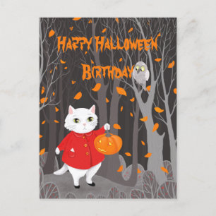 Halloween Niedlich Cat & Jack-o’-Laternenkürbis Postkarte