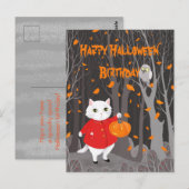 Halloween Niedlich Cat & Jack-o’-Laternenkürbis Postkarte (Vorne/Hinten)