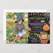 Halloween Niedlich Chalkboard Foto Einladung (Vorne/Hinten)