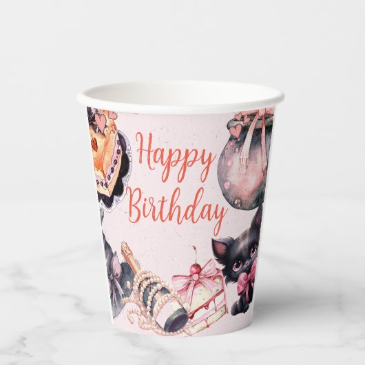 Halloween niedlich Coquette Geburtstagsparty Pappbecher (Vorderseite)