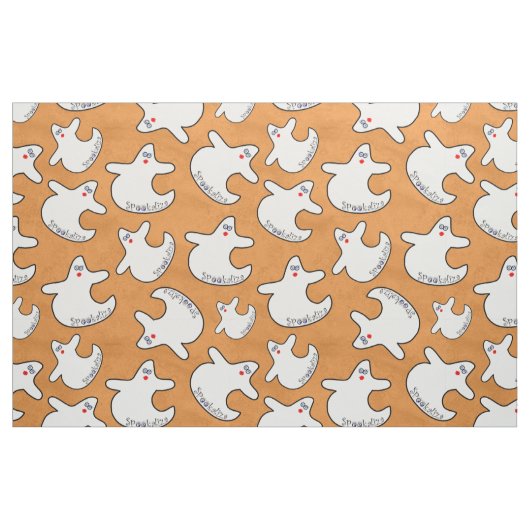 Halloween Niedlich Diva Ghost Random Pattern Orang Stoff (Fat Quarter (45,7 x 55,9 cm))