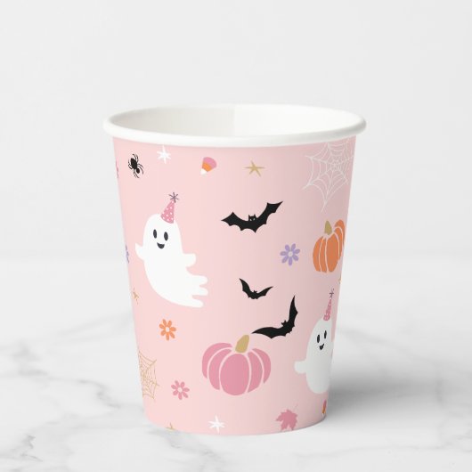 Halloween Niedlich Dusty Pink Ghost Pappbecher (Links)