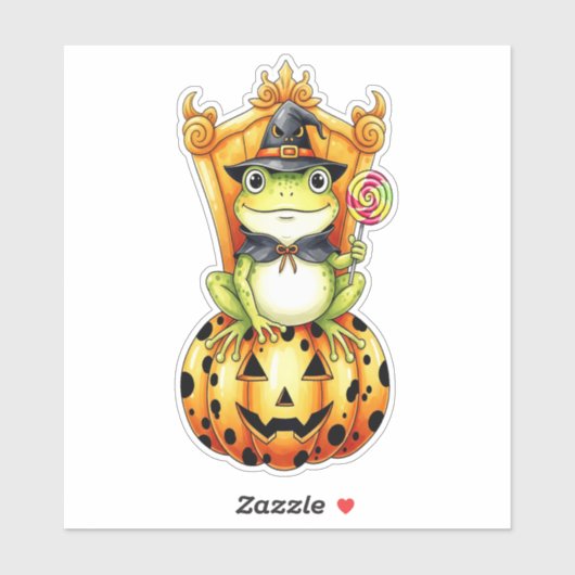 Halloween Niedlich Frosch on Pumpkin Aufkleber (Blatt)