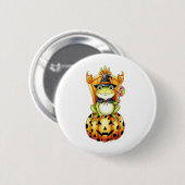 Halloween Niedlich Frosch on Pumpkin Button (Vorne & Hinten)