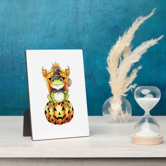 Halloween Niedlich Frosch on Pumpkin Fotoplatte (Seite)